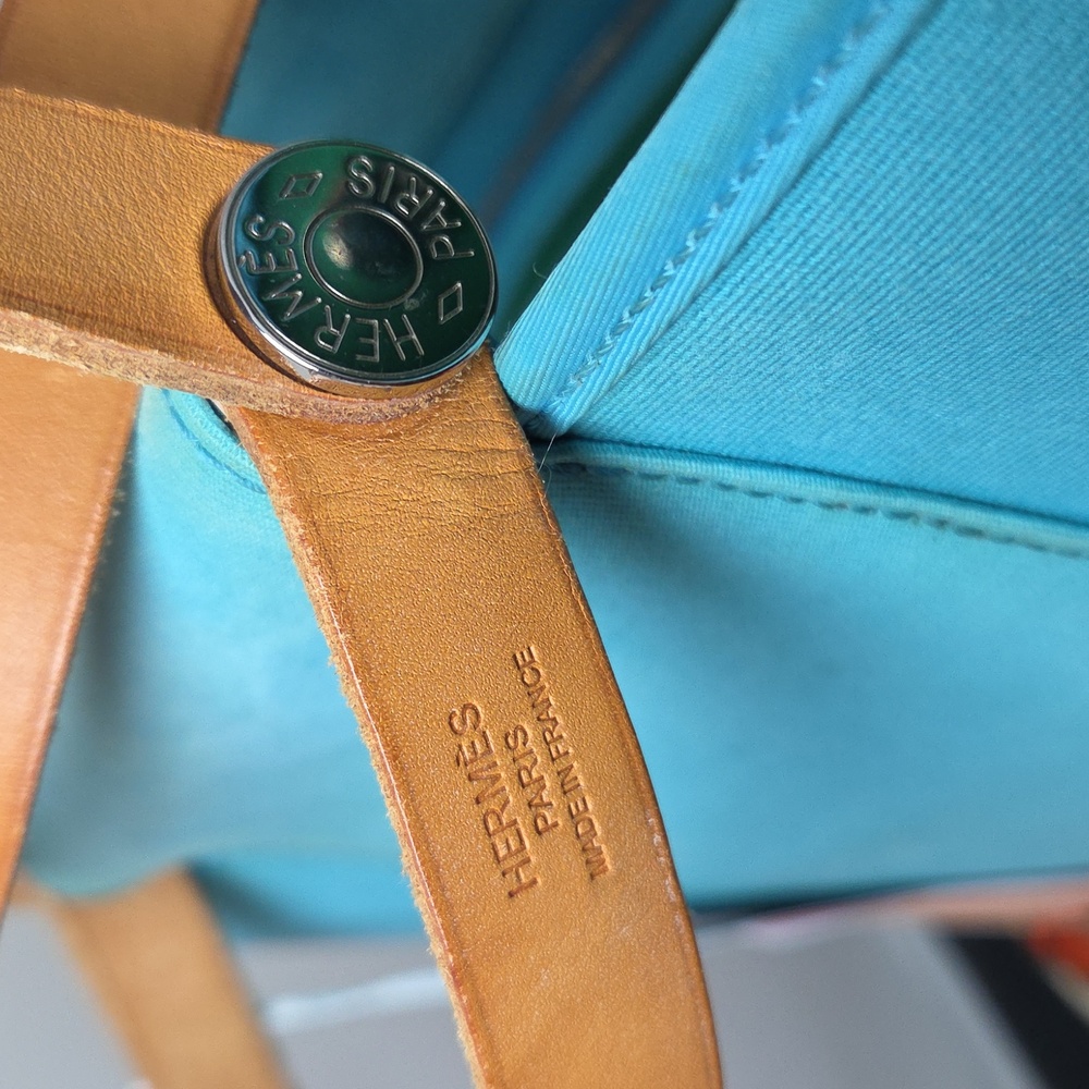 Hermès 2012 Cabas Élan PM Collectable Ltd Production two-tone Color blue/green - Picture 10 of 17